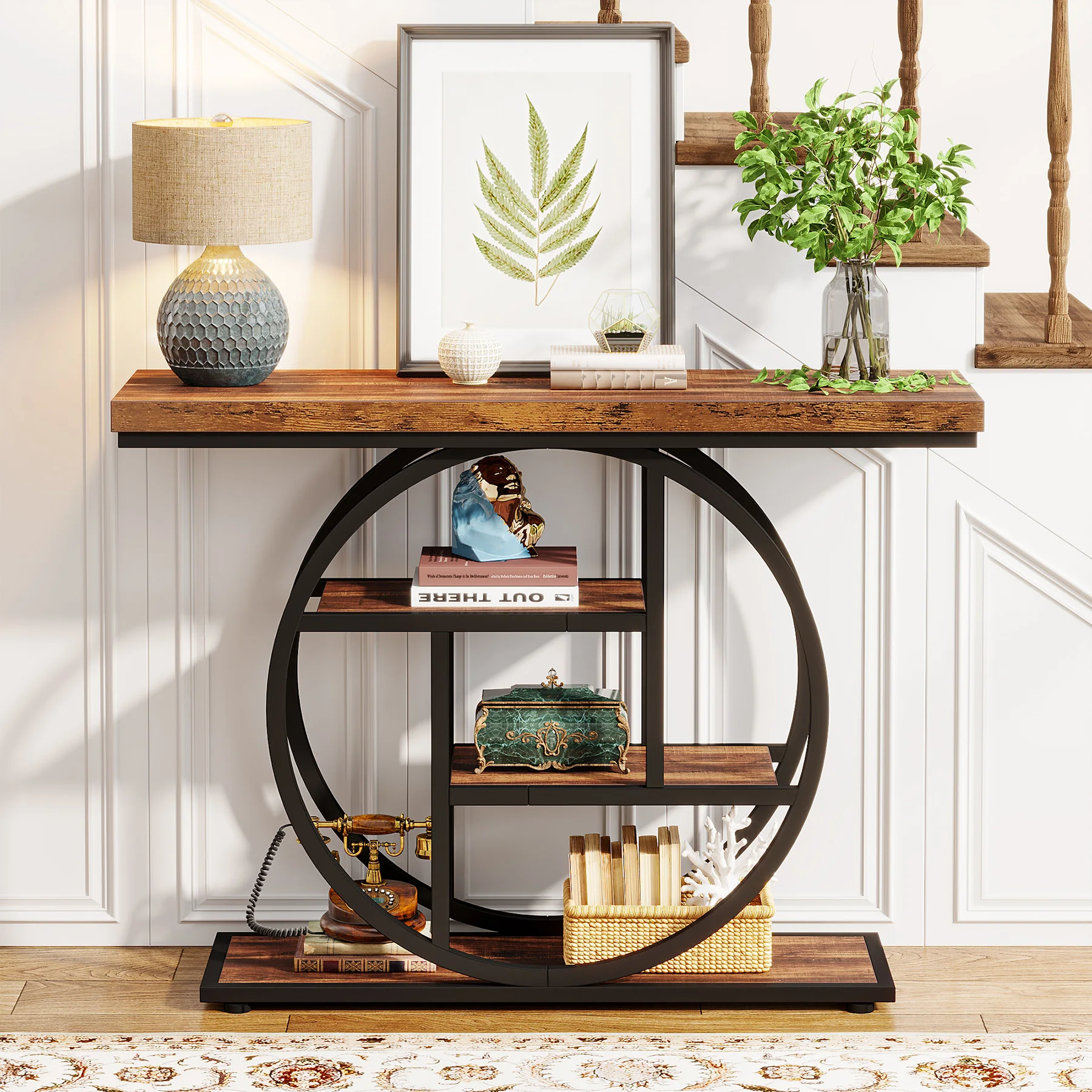 41.3-Inch 4-Tier Industrial Console Table - Image 7