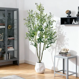 Artificial Olive Tree – 5FT/6FT Tall Realistic Faux Plant with Decorative Pot