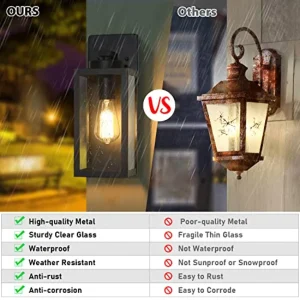 Modern Outdoor Wall Light Fixtures – Waterproof Porch Lanterns with Glass Shades - Thumbnail Image 5