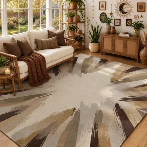 Abstract Brush Stroke Area Rug – Soft Velvet & Machine Washable