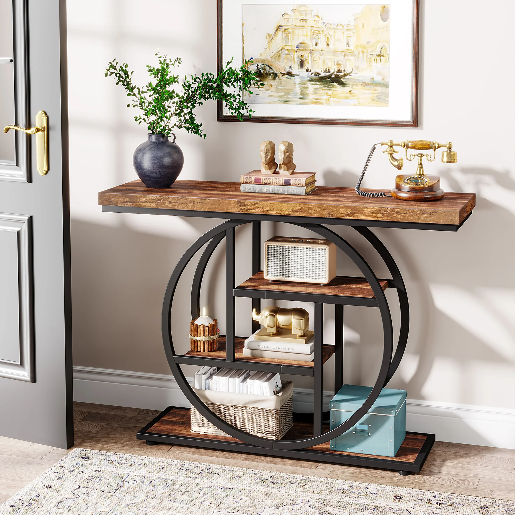 41.3-Inch 4-Tier Industrial Console Table - Image 4