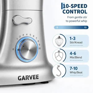 Tacleekii 5.3 QT Stand Mixer – 500W Tilt-Head Electric Kitchen Mixer, Silver - Thumbnail Image 3