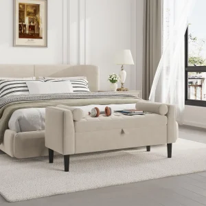 46.5" Velvet Storage Ottoman Bench – Elegant Tufted End-of-Bed Seating