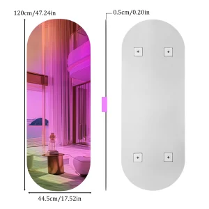Wisfor Decorative Long Oval Iridescent Wall Mirror – Full-Length Rainbow Accent Mirror - Thumbnail Image 6