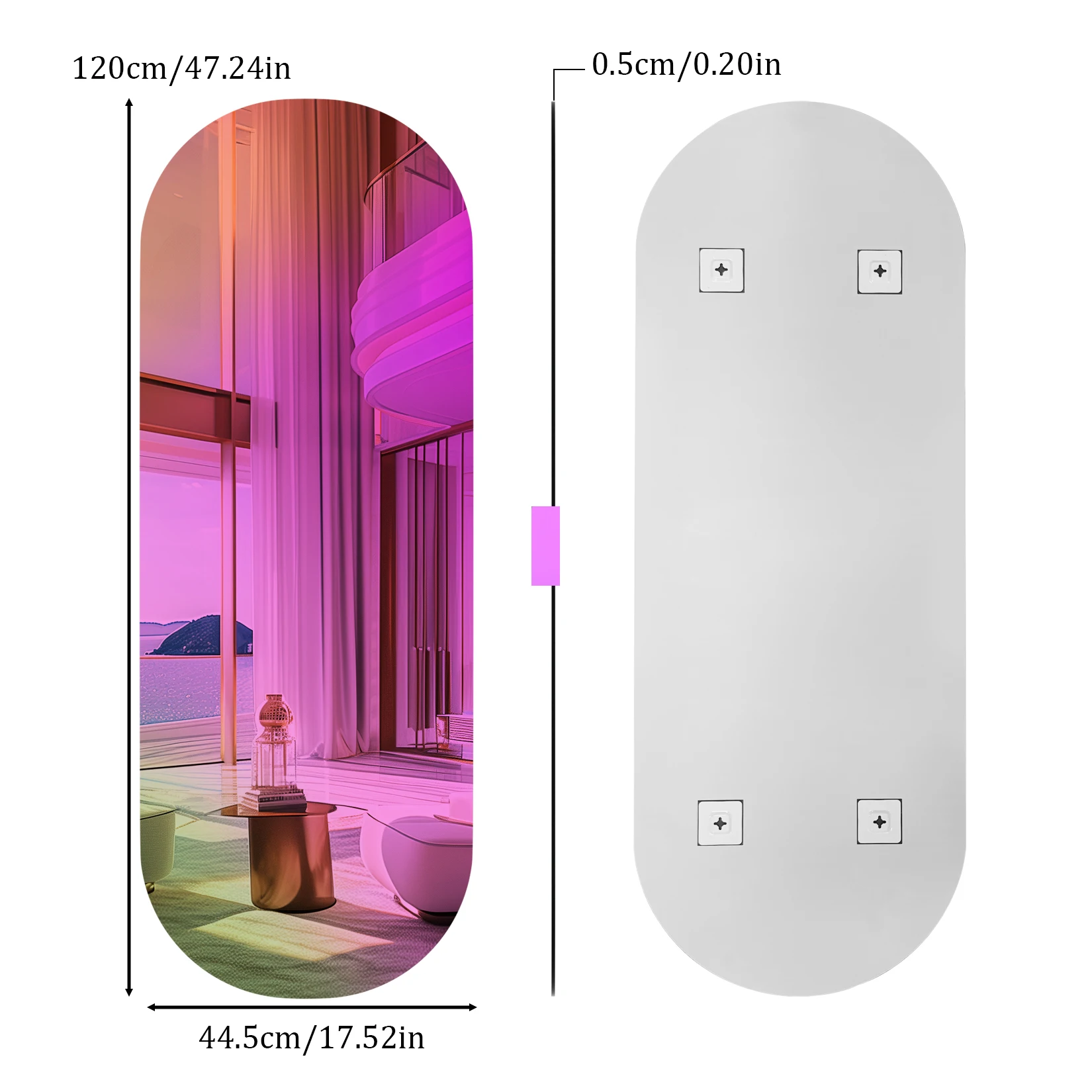 Wisfor Decorative Long Oval Iridescent Wall Mirror – Full-Length Rainbow Accent Mirror - Image 6