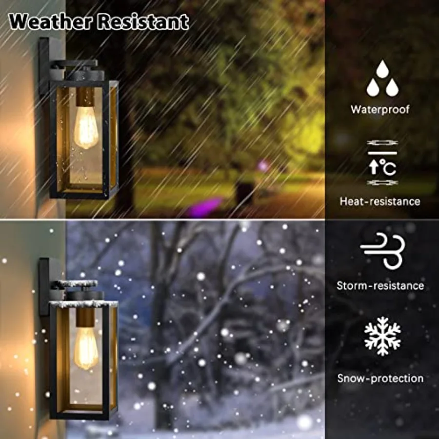 Modern Outdoor Wall Light Fixtures – Waterproof Porch Lanterns with Glass Shades - Image 3