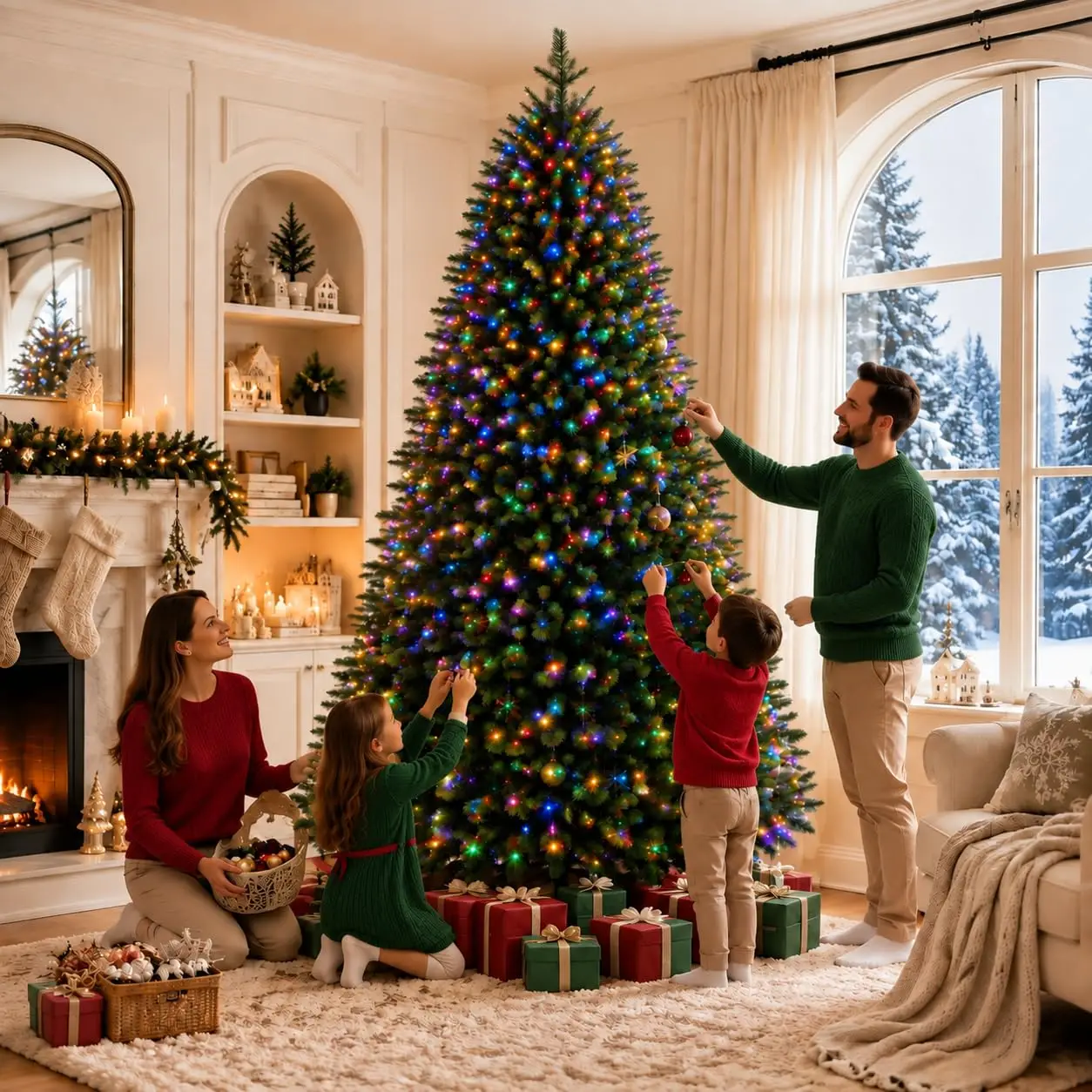 Pre-Lit Artificial Christmas Tree – 6FT & 7.5FT with Colorful LED Lights - Image 1