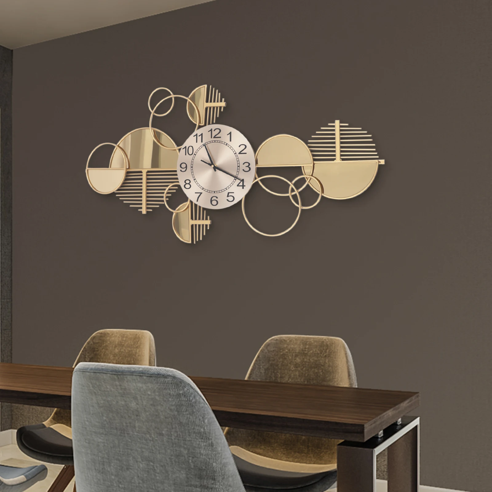 Geometric Gold Wall Clock – 86 × 43 cm Modern Iron Wall Décor - Image 4