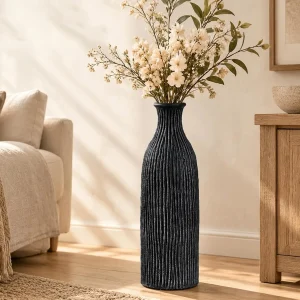 Large 18-Inch Ceramic Floor Vase – Rustic Farmhouse Decorative Home Accent - Thumbnail Image 3