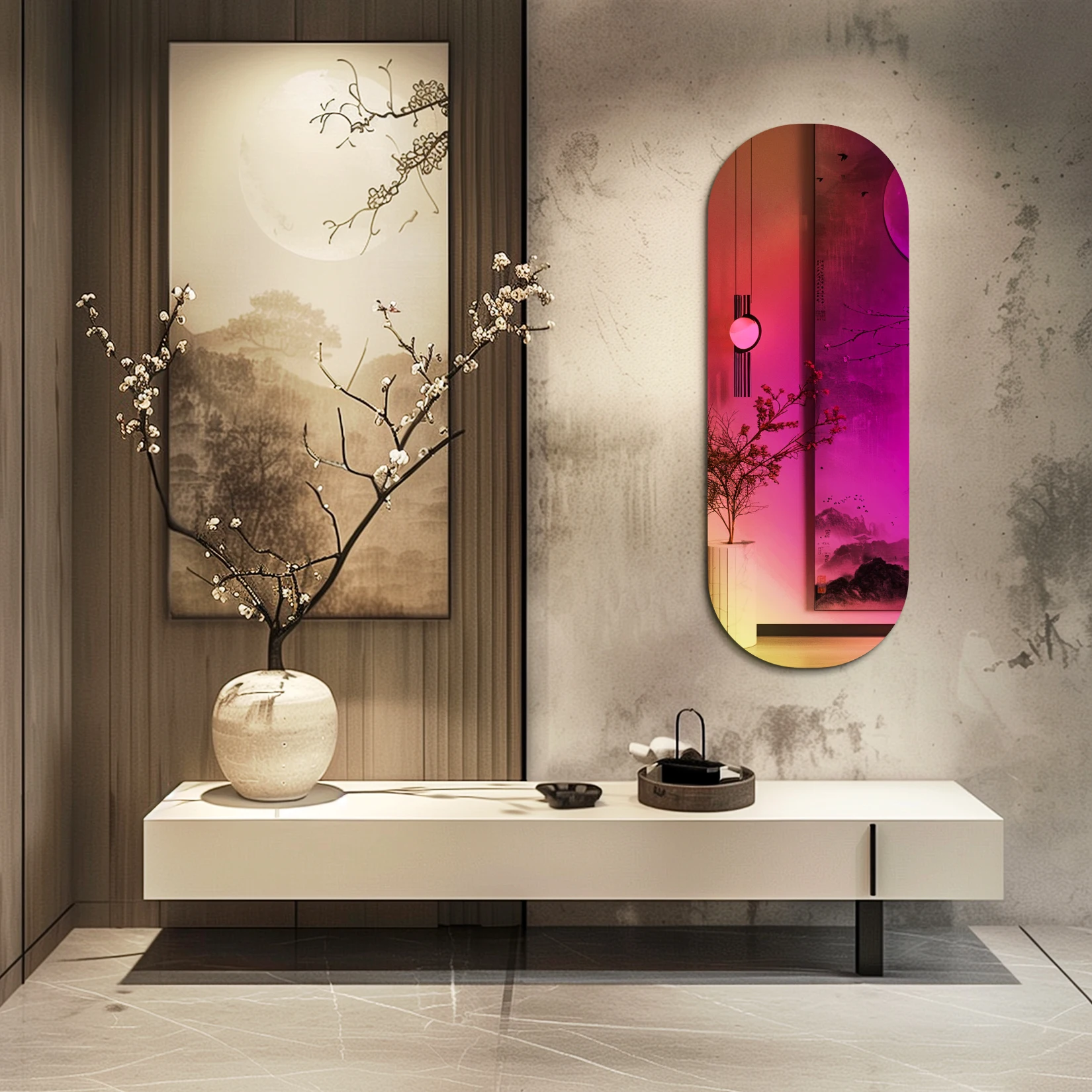 Wisfor Decorative Long Oval Iridescent Wall Mirror – Full-Length Rainbow Accent Mirror - Image 2