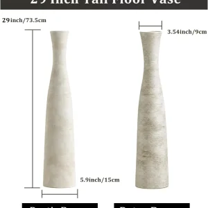 29-Inch Tall Terracotta Floor Vase – Large Ceramic Decorative Home Accent - Thumbnail Image 3