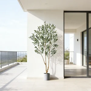 6FT Artificial Olive Tree with Woven Basket – Realistic Faux Floor Plant - Thumbnail Image 7