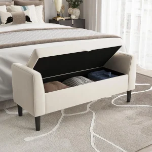 46.5" Velvet Storage Ottoman Bench – Elegant Tufted End-of-Bed Seating - Thumbnail Image 3