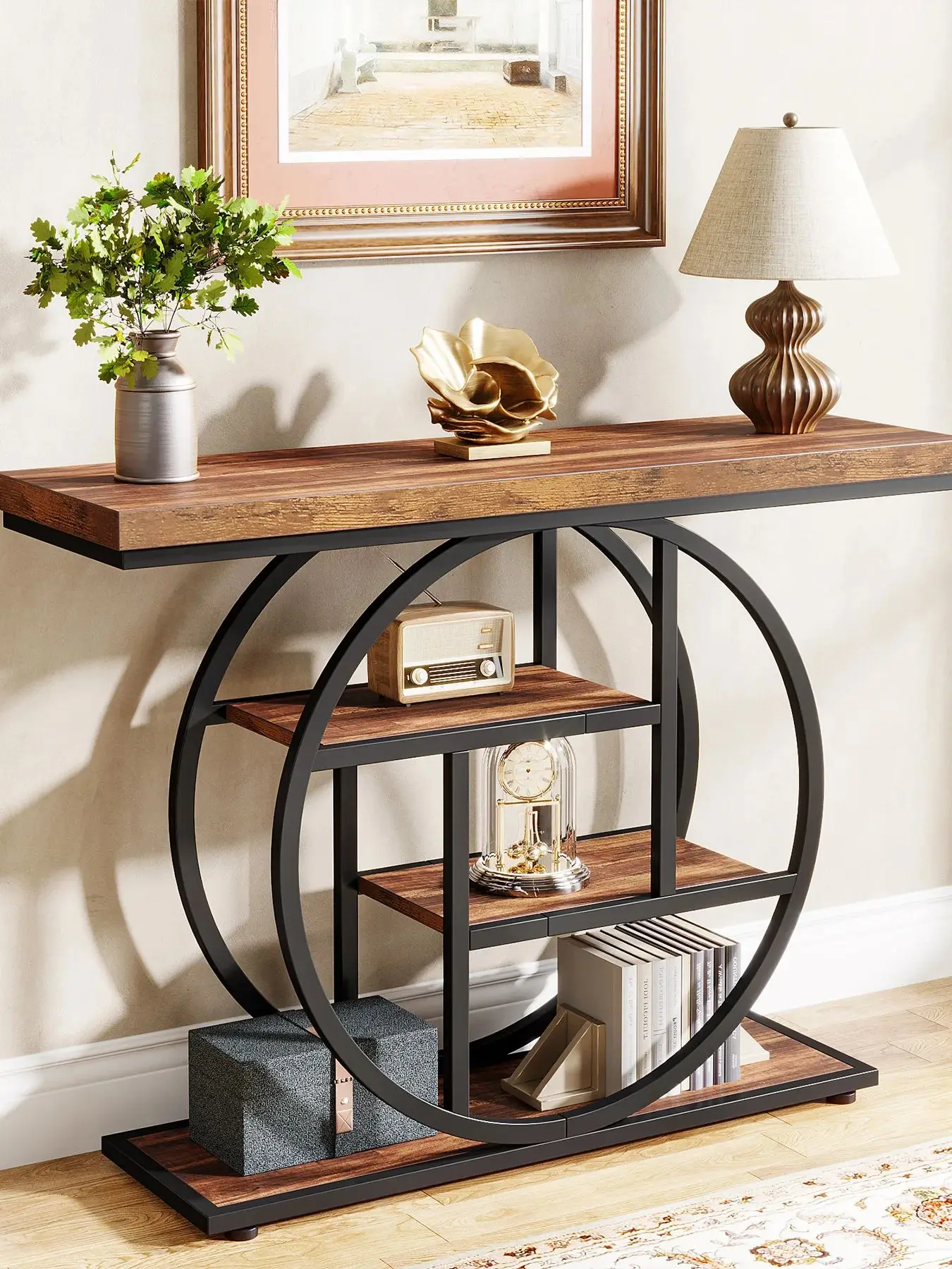41.3-Inch 4-Tier Industrial Console Table - Image 11