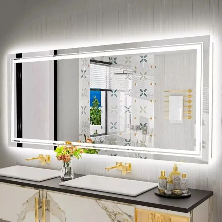 Jumbo-Large Illuminated LED Bathroom Mirror – Front & Backlit Vanity Mirror - Image 3