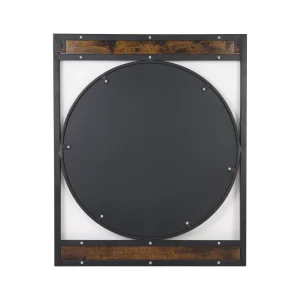 Industrial Metal & Wood Frame Wall Mirror – 63 × 76 CM Decorative Accent Mirror - Thumbnail Image 6