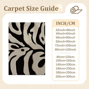 Black & Beige Abstract Leaf Area Rug – Soft Velvet, Non-Slip & Machine Washable - Thumbnail Image 2