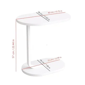 Modern C-Shaped Side Table – Compact Sofa Table with Oval Wood Top & Metal Frame - Thumbnail Image 4