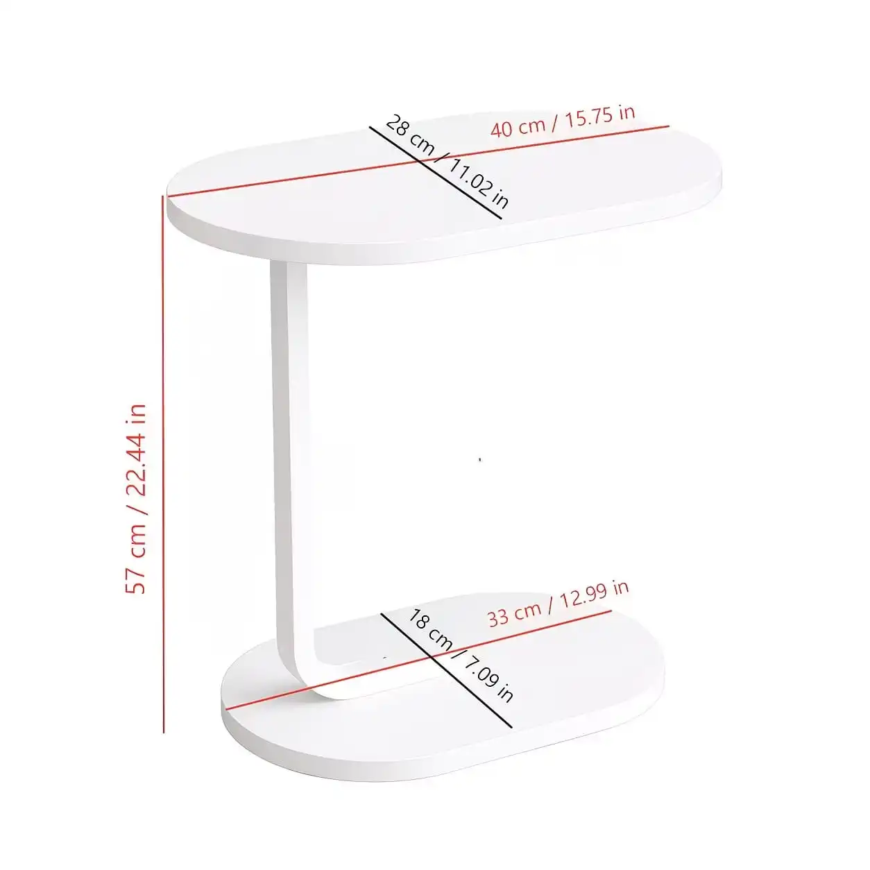 Modern C-Shaped Side Table – Compact Sofa Table with Oval Wood Top & Metal Frame - Image 4