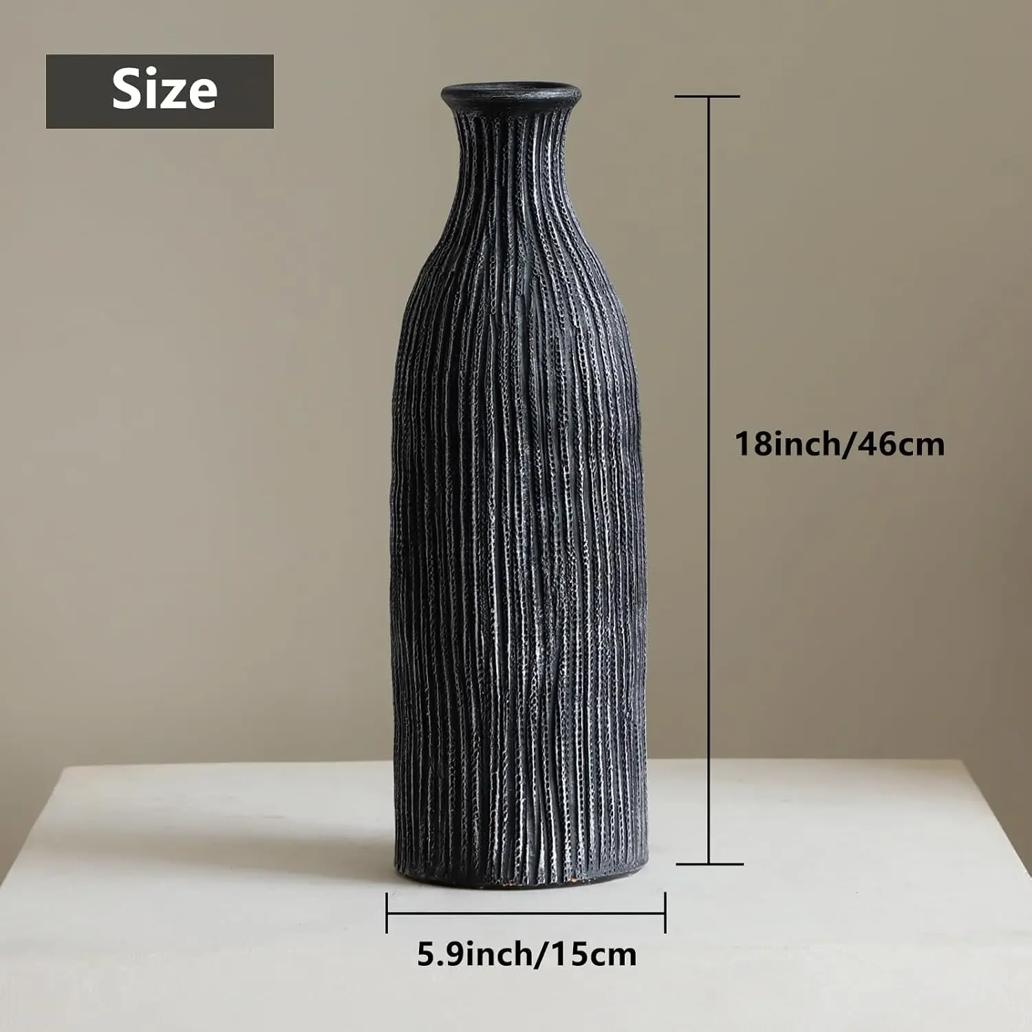 Large 18-Inch Ceramic Floor Vase – Rustic Farmhouse Decorative Home Accent - Image 4