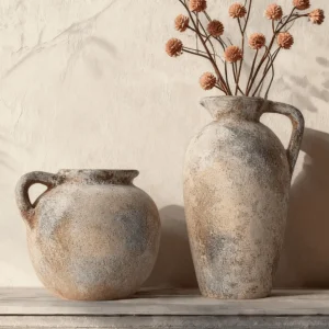 Handmade Vintage Wabi-Sabi Ceramic Vase – Rustic Farmhouse Home Décor - Thumbnail Image 3
