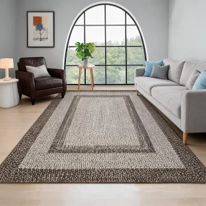 8x10 FT Boho Braided Area Rug – Moroccan-Inspired Luxury Home Décor