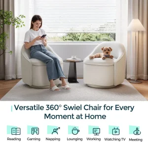 360° Swivel Accent Chair with Storage – Cozy Comfort & Modern Elegance - Thumbnail Image 3