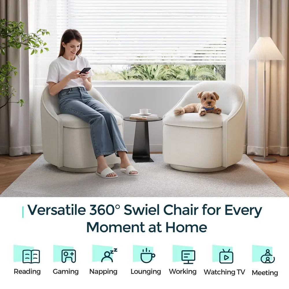 360° Swivel Accent Chair with Storage – Cozy Comfort & Modern Elegance - Image 3