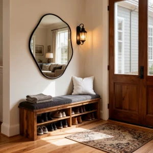 Modern Irregular Wall Mirror – Black Aluminum Frame Asymmetrical Decorative Mirror - Thumbnail Image 5