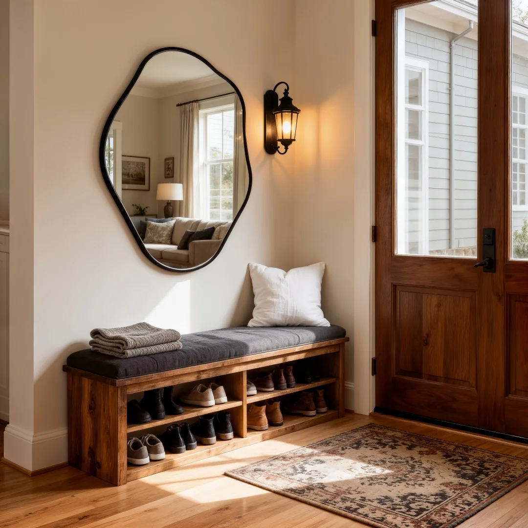 Modern Irregular Wall Mirror – Black Aluminum Frame Asymmetrical Decorative Mirror - Image 5