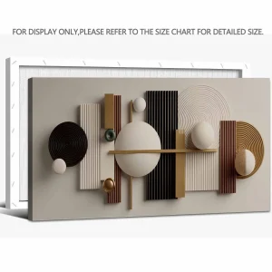 Modern Abstract Geometric Wall Art – Beige & Brown 3D-Look Canvas Print - Thumbnail Image 5