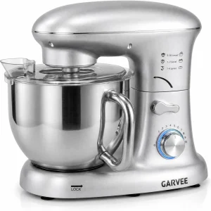 Tacleekii 5.3 QT Stand Mixer – 500W Tilt-Head Electric Kitchen Mixer, Silver