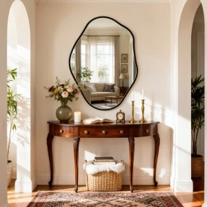 Modern Irregular Wall Mirror – Black Aluminum Frame Asymmetrical Decorative Mirror