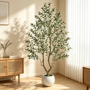 Artificial Olive Tree with Decorative Planter – 5FT/6FT/7FT/8FT Realistic Faux Tree - Thumbnail Image 6