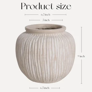 Rustic Round Floor Vase – 9-Inch Distressed White Decorative Home Accent - Thumbnail Image 3