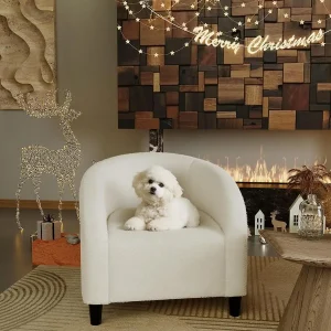 Tacleekii Bouclé Accent Barrel Chair – Cozy Comfort & Modern Style - Thumbnail Image 4