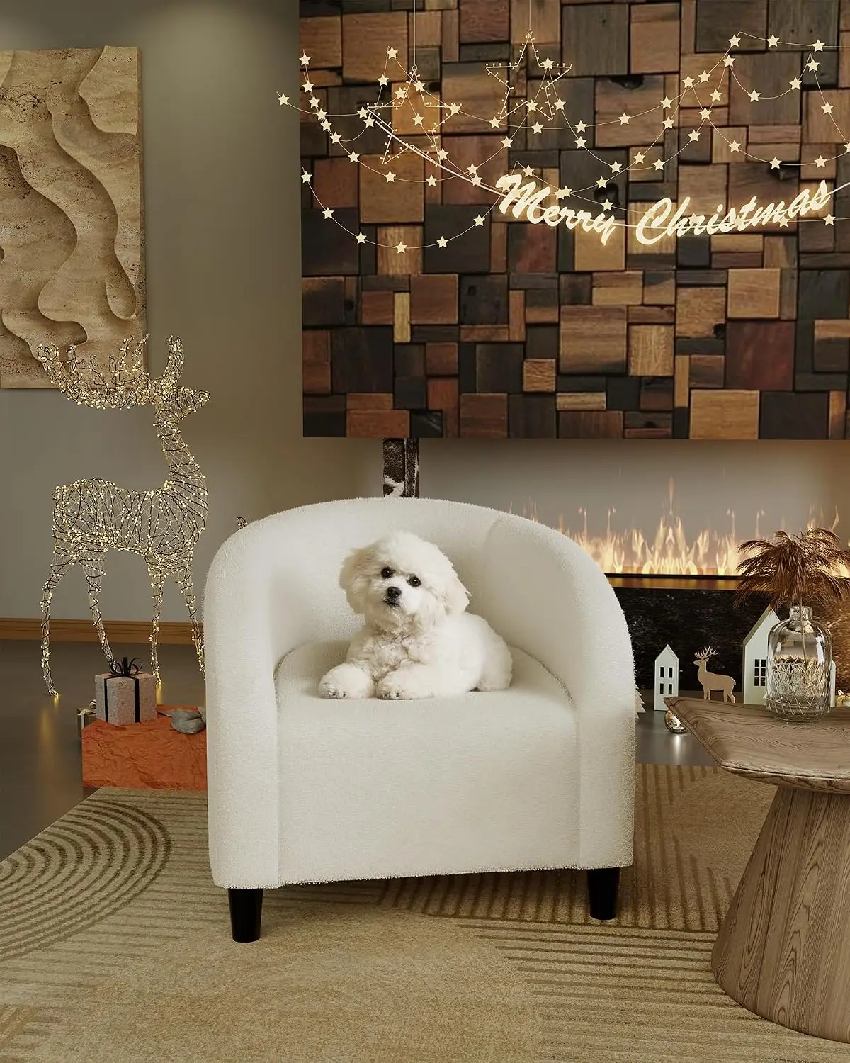 Tacleekii Bouclé Accent Barrel Chair – Cozy Comfort & Modern Style - Image 4