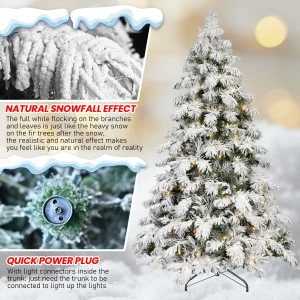 8 FT Flocked Scarecrow-Shaped Christmas Tree with 470 LED Lights - Thumbnail Image 3