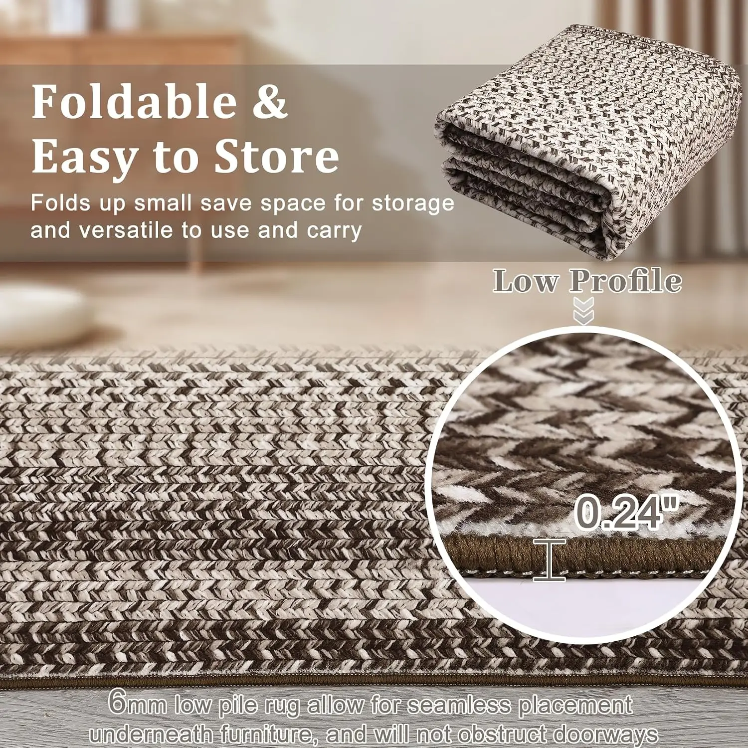 8x10 FT Boho Braided Area Rug – Moroccan-Inspired Luxury Home Décor - Image 3