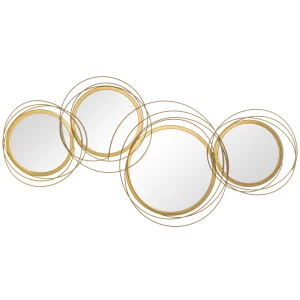 HOMCOM Gold Metal Wall Art – Modern Mirror Decorative Wall Sculpture