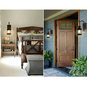 Rustic Farmhouse Lantern Wall Sconce – Antique Oil-Rubbed Finish - Thumbnail Image 2