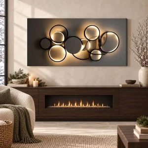 Beige Gallery Wrapped Canvas Wall Art – Modern Abstract Geometric Design