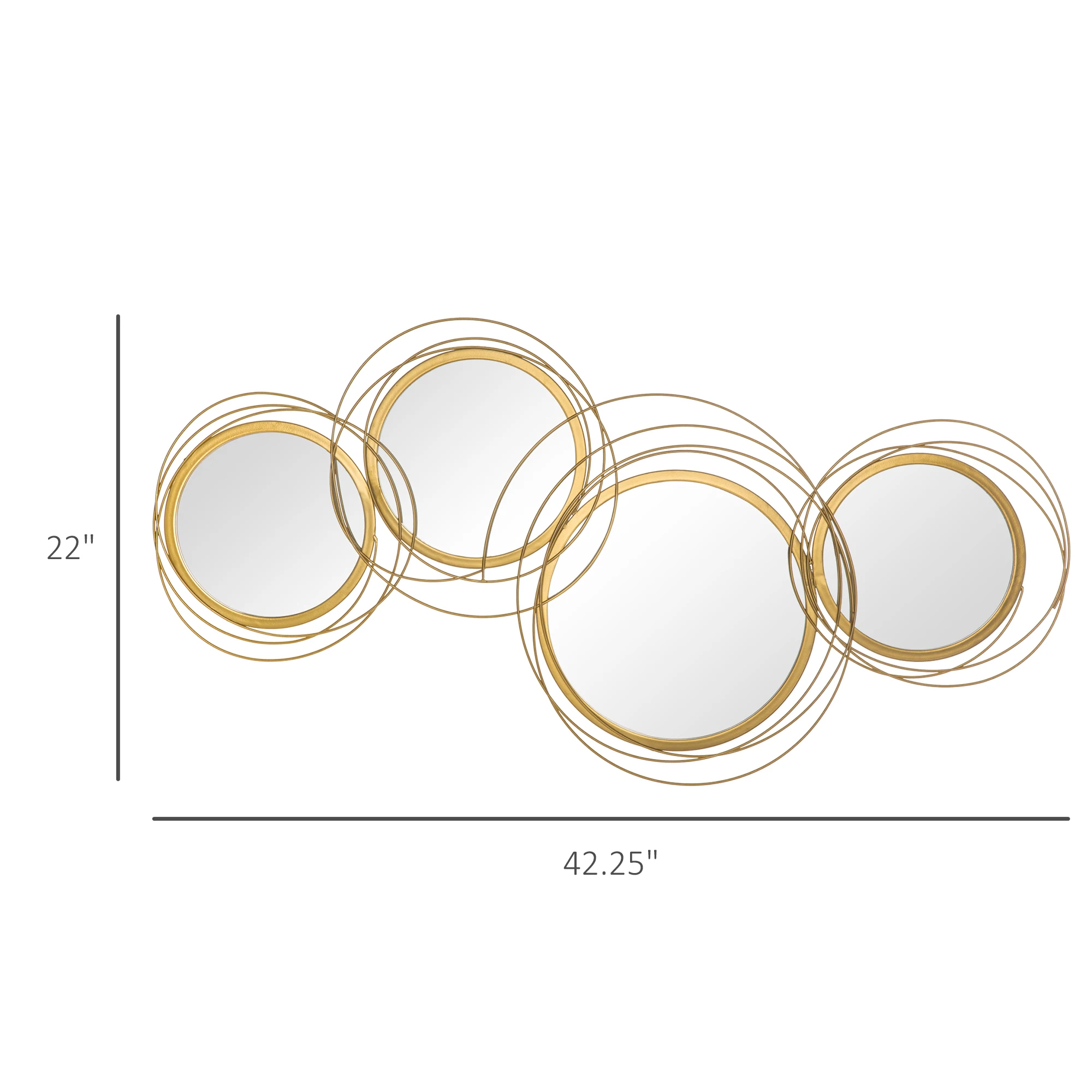HOMCOM Gold Metal Wall Art – Modern Mirror Decorative Wall Sculpture - Image 3