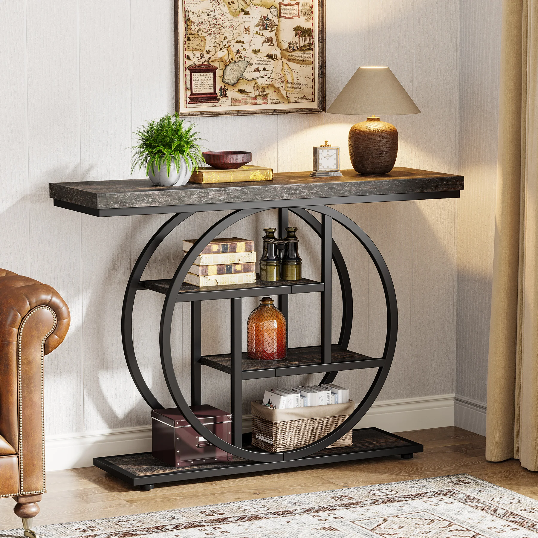 41.3-Inch 4-Tier Industrial Console Table - Image 9