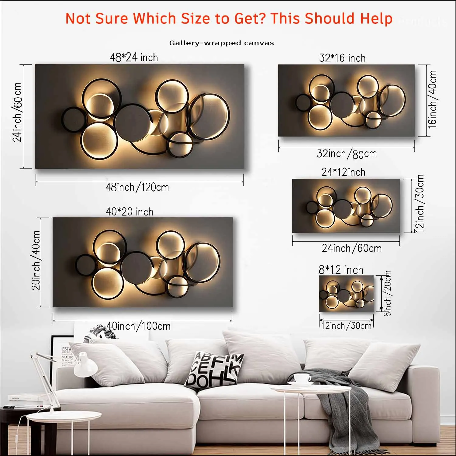 Beige Gallery Wrapped Canvas Wall Art – Modern Abstract Geometric Design - Image 5