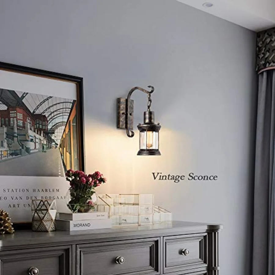 Rustic Farmhouse Lantern Wall Sconce – Antique Oil-Rubbed Finish - Image 3