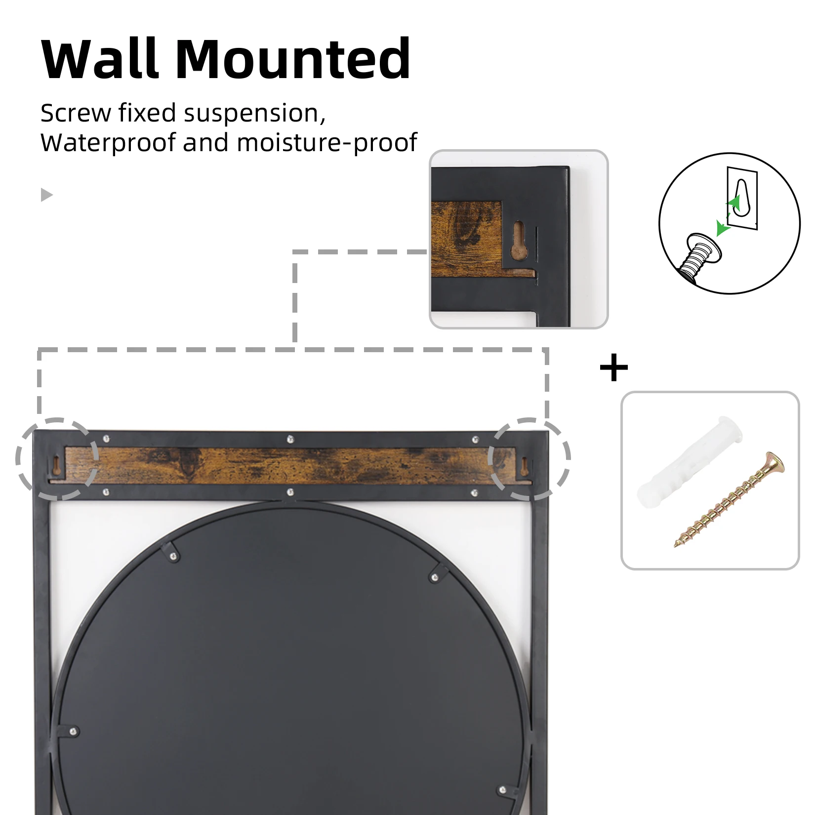 Industrial Metal & Wood Frame Wall Mirror – 63 × 76 CM Decorative Accent Mirror - Image 5