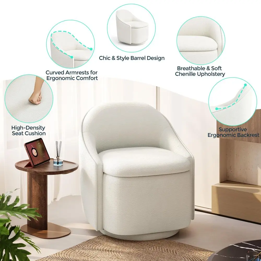 360° Swivel Accent Chair with Storage – Cozy Comfort & Modern Elegance - Image 6