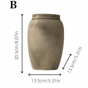 Handmade Vintage Wabi-Sabi Ceramic Vase – Rustic Farmhouse Home Décor - Thumbnail Image 4