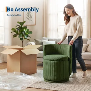 360° Swivel Vanity Chair with Hidden Storage – Elegant Velvet Accent Chair - Thumbnail Image 3